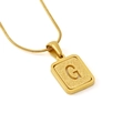 Golden snake chain necklace featuring a rectangular letter G pendant with sandblasted finish - Letter G