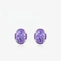 Orecchini a lobo in argento S925 con cristallo lavanda ovale e bordo in smalto viola - Viola Lavanda/Argento Sterling S925