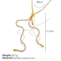 Collana a cerniera dorata in acciaio inossidabile con zirconi lucidi lunga 38cm - Oro