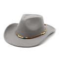 Detail of grey wool cowboy hat with bohemian beaded band and wide brim texture - Gray