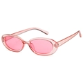 Oval pink transparent sunglasses with matching lenses in a trendy cowhide pattern frame - Transparent Pink Frame Pink Lens