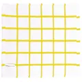 White cotton tea towel with yellow waffle grid pattern and 100% cotton label - Yellow Plaid