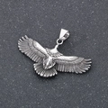 Polished silver eagle pendant with detailed wing textures and vintage stainless steel finish - Steel Color (KP130929-MZOZ)