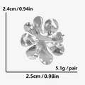 Detailed view of silver irregular flower stud earrings with size and weight measurements - Silver