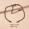 Pulsera de cadena de bolas gris oscuro de 2,5mm con cierre de langosta y 17+5cm - Negro