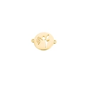 Macro shot of gold stainless steel pendant with hollow fairy angel design and dual rings - Gold / 17mm