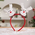 Christmas reindeer headband with plush white deer heads and red plaid bow tie decor - Christmas Headband (Double Deer)