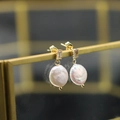 Elegant 18K gold plated drop earrings with rectangular zircon and baroque pearls - White Small-12mm-White Zirconia