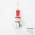 Christmas snowman hanging ornament with red top hat and green scarf, 6x12.5cm size - Snowman (1 Piece)