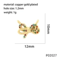 Vergoldeter Schleifenanhänger aus Kupfer mit bunten Zirkonia für Schmuck, 12mm x 10mm - Schleife (P02027)