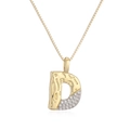 Collana con ciondolo a lettera D bicolore con zirconi e catena dorata sottile - Lettera D