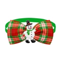 Christmas pet bowtie with red green plaid pattern and 3D snowman ornament - BT284-3/Snowman - Red & Green Diagonal Plaid