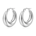 Spiegelpolierte silberne Creolen aus Edelstahl mit sicherem Klickverschluss für Damen - 25mm / Silber