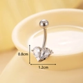 Piercing ombelico cuore argento con zirconi bianchi e stella, misura 1,2 cm x 0,8 cm - Forma di Cuore (1#) / 0,8 cm x 1,2 cm / Argento