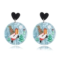 Orecchini di Natale con motivo Babbo Natale e perni a forma di cuore nero opaco - Babbo Natale Blu Rotondo