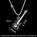 Collar con colgante de guitarra negra con motivo de hoja y cadena de acero inoxidable - Con Cadena De Acero De 70cm / Estilo Guitarra Negra (Art. 49)