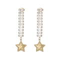 Pendientes largos con piedras transparentes y colgante de estrella dorada elegante - Estilo Estrella (KE102700-HM)