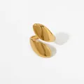 Polished gold adjustable open ring with minimalist double oval surface design - Gold Style (B608)