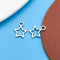 Pair of silver star-shaped alloy charms for DIY necklaces and bracelets making - 1pc Antique Silver Small Five-Pointed Star 10x12mm