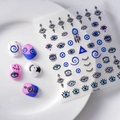 Pegatinas 5D Evil Eye para uñas con diseño en relieve de pestañas azules bohemias - Estilo Ojo Turco (TS-216)