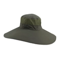 Dunkelgrüner Outdoor-Sonnenhut mit breiter Krempe und atmungsaktivem Mesh-Einsatz - Erwachsene 58cm Einheitsgröße / Armeegrün