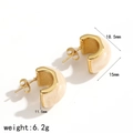 Detailed view of C-shape resin hoop earrings with dimensions and gold honeycomb texture - Creamy White Marble Style (TE60492-WT)