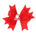 Detail van een rode kersthaarclip met lintstrik en kerstmanversiering - 4#-Rode Kerstman Stijl
