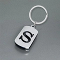 Polished silver stainless steel keychain featuring a hollow letter S pendant charm - Polished Alphabet Letter S