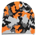 Bonnet d'hiver en tricot avec motif camouflage orange et texture thermique épaisse - Taille Unique (Élastique) / Camouflage Orange