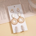 6-teiliges Gold-Ohrring-Set mit geometrischen Perlen und Boho-Hohlnetz-Designs - Gold (6er-Set)