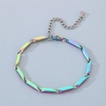 Bracciale a catena in acciaio inossidabile arcobaleno con chiusura a moschettone unisex - Bracciale Arcobaleno (KB190881-Z)