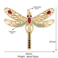 Goldener Libellen-Anhänger mit bunten Zirkonia, 45x37mm Größe für Schmuckherstellung - Große Bunte Libelle