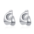 Pendientes de plata geométricos con diseño abstracto y textura minimalista - Oro Blanco