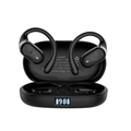 Cuffie sportive OWS nere a orecchio aperto con display LED e custodia di ricarica - Nero Grafite