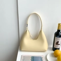 Minimalist pale yellow matte PU leather hobo bag with adjustable shoulder strap - Yellow