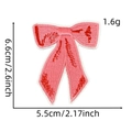 Pink bow embroidered patch with dimensions 6.6x5.5cm and weight 1.6g on white background - Pink Bow / 7#