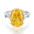 Elegant S925 silver ring featuring a large oval yellow zircon with side stone accents - Yellow-Oval Shape(CBJZ049)