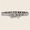 Cinturón plateado con diamantes de imitación y purpurina con ojales metálicos mujer - L / Plateado