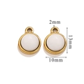 White natural stone round pendant with gold stainless steel frame for DIY jewelry making - Small (13mm x 10mm) / White Obsidian