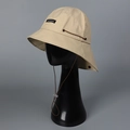 Detail of khaki outdoor bucket hat featuring neck flap, ripstop fabric and cord - M (56-58cm) / Khaki