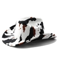 Detail of western cow print cowboy hat with wide brim and authentic felt texture - M (56-58cm) / White Cow Print