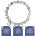 Pink and blue natural stone beaded bracelet with silver heart charm and gift cards - Amazonite Bracelet