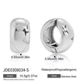 Vista tecnica di ampi orecchini a cerchio in acciaio inox con dimensioni e peso - Argento (JDE0308034-S)