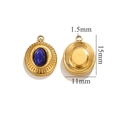 Ovaler blauer Natursteinanhänger mit 15mm vergoldetem Edelstahlsockel für DIY Schmuck - Lapislazuli / Gold
