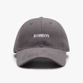 Grey cotton baseball cap with white BOMBON embroidery in a classic six-panel style - Adjustable / Dark Gray