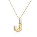 Gold and silver two-tone letter J pendant necklace with hammered texture on gold chain - Letter J