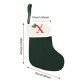 Chaussette de Noël en tricot vert avec broderie lettre X rouge et dimensions - Lettre X