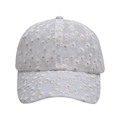 Women's white lace baseball cap with daisy embroidery and adjustable mesh back strap - White (White-Flower Mesh Cap)