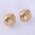 Golden square lava metal earrings with liquid wavy texture and elegant finish - Gold XLEH029 (Striped Sphere)