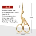 Golden crane-shaped stainless steel embroidery scissors with precision pointed blades - Crane Sharp Pointed / Gold